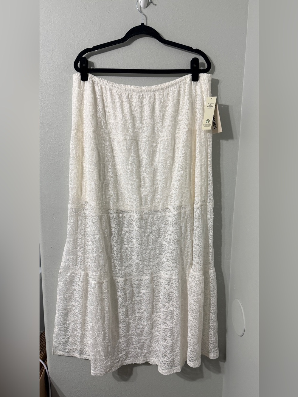 No Boundaries Cream White Lace Tiered Sheer Layer Maxi Skirt XXL NWT
